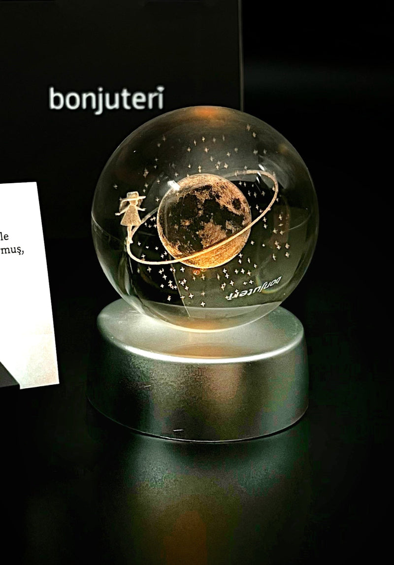 Işıklı Renk Değiştiren 3D Kristal Stürn Cam Küre