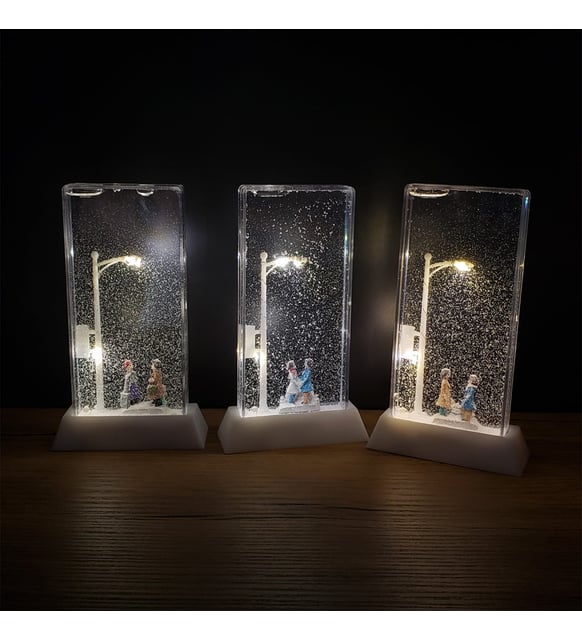 Işıklı Sokak Lambası Cam Kar Küresi