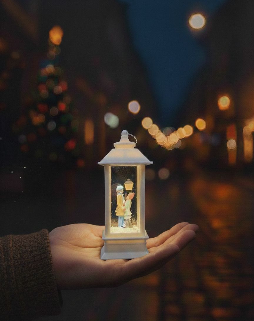 Birlikte Bir Ömür Işıklı Sokak Lambası Kar Küresi