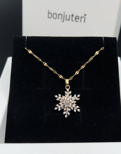 14 Ayar Altın Kaplama Kar Tanesi Kolye