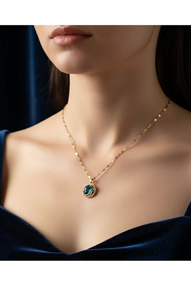 14 Ayar Altın Kaplama Gökyüzü Kolye