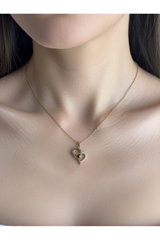 14 Ayar Altın Kaplama 100 Dilde Seni Seviyorum Kolye