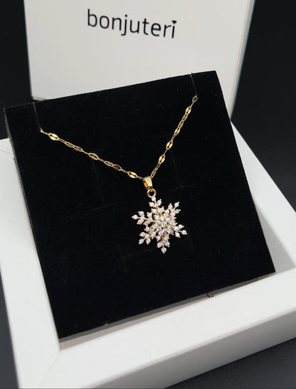 14 Ayar Altın Kaplama Kar Tanesi Kolye