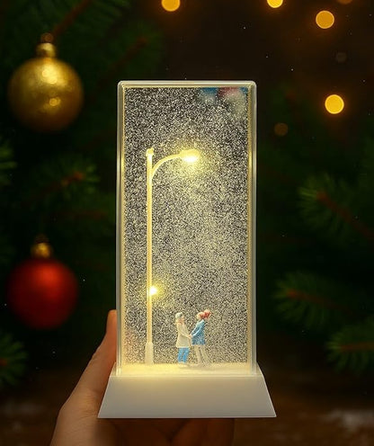 Işıklı Sokak Lambası Cam Kar Küresi