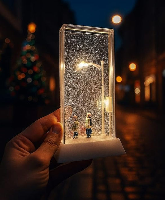 Işıklı Sokak Lambası Cam Kar Küresi