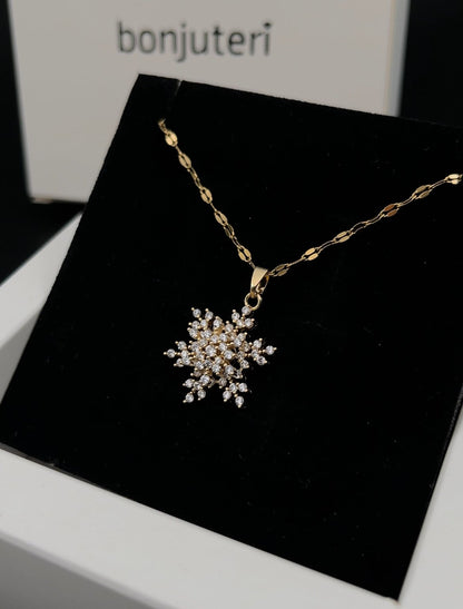 14 Ayar Altın Kaplama Kar Tanesi Kolye