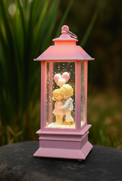 Birlikte Bir Ömür Işıklı Sokak Lambası Kar Küresi Pembe