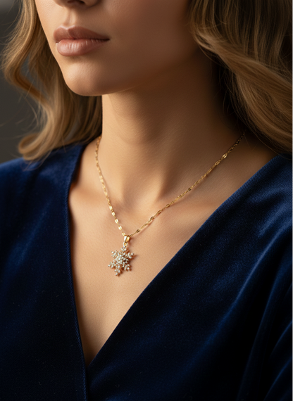 14 Ayar Altın Kaplama Kar Tanesi Kolye